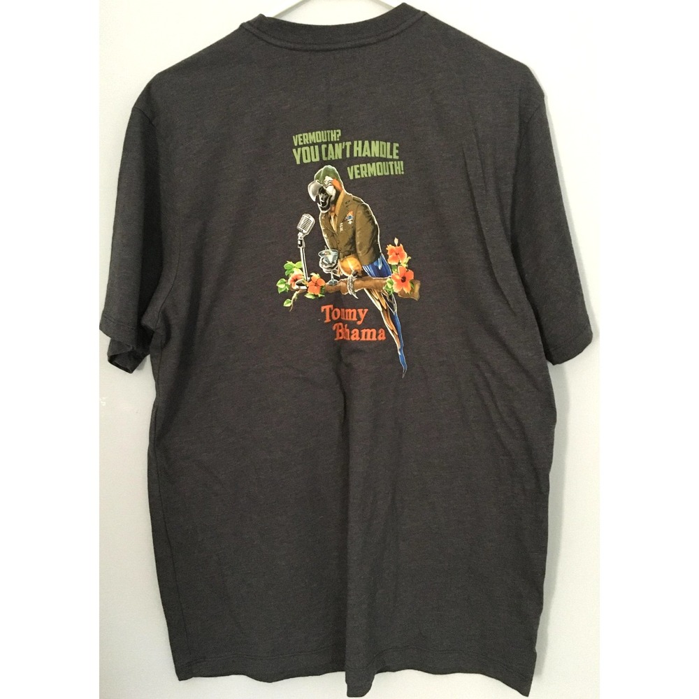 Tommy Bahama Shirt Mens Medium Gray Pocket‎ Tee Vermouth Parrot Marlin Logo